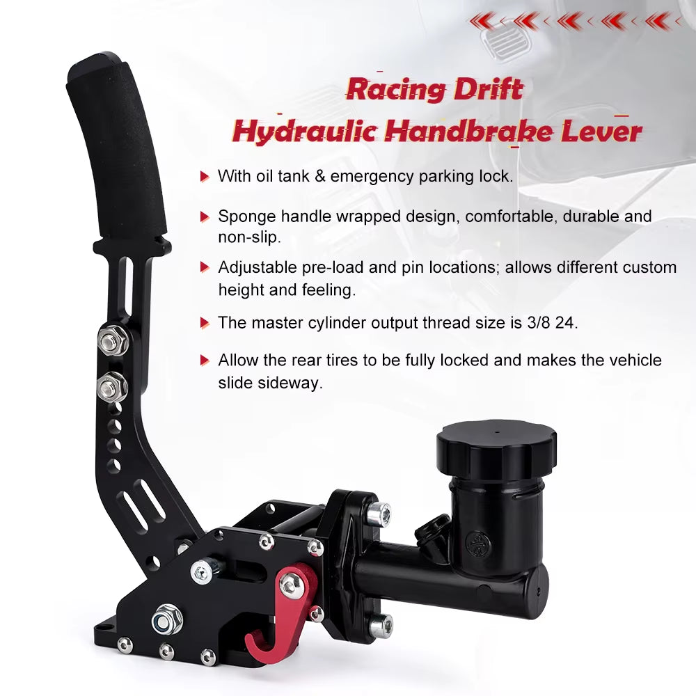 LZONE Racing Hydraulic Drift Handbrake Gear Lever with Oil Tank Hydro E-Brake Rally 0.75Bar 3/8-24 Parking Adjustable Brake