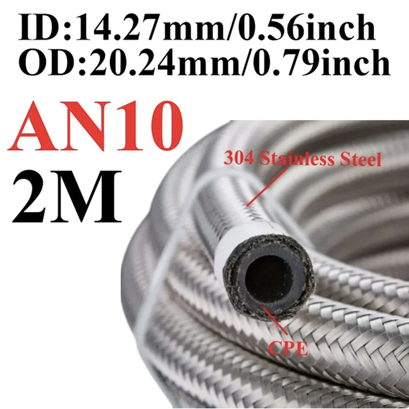 1M-6M AN4 AN6 AN8 AN10 AN12 Universal Car Fuel Hose Oil Gas Cooler Hose Line Pipe Tube Stainless Steel Braided inside CPE Rubber