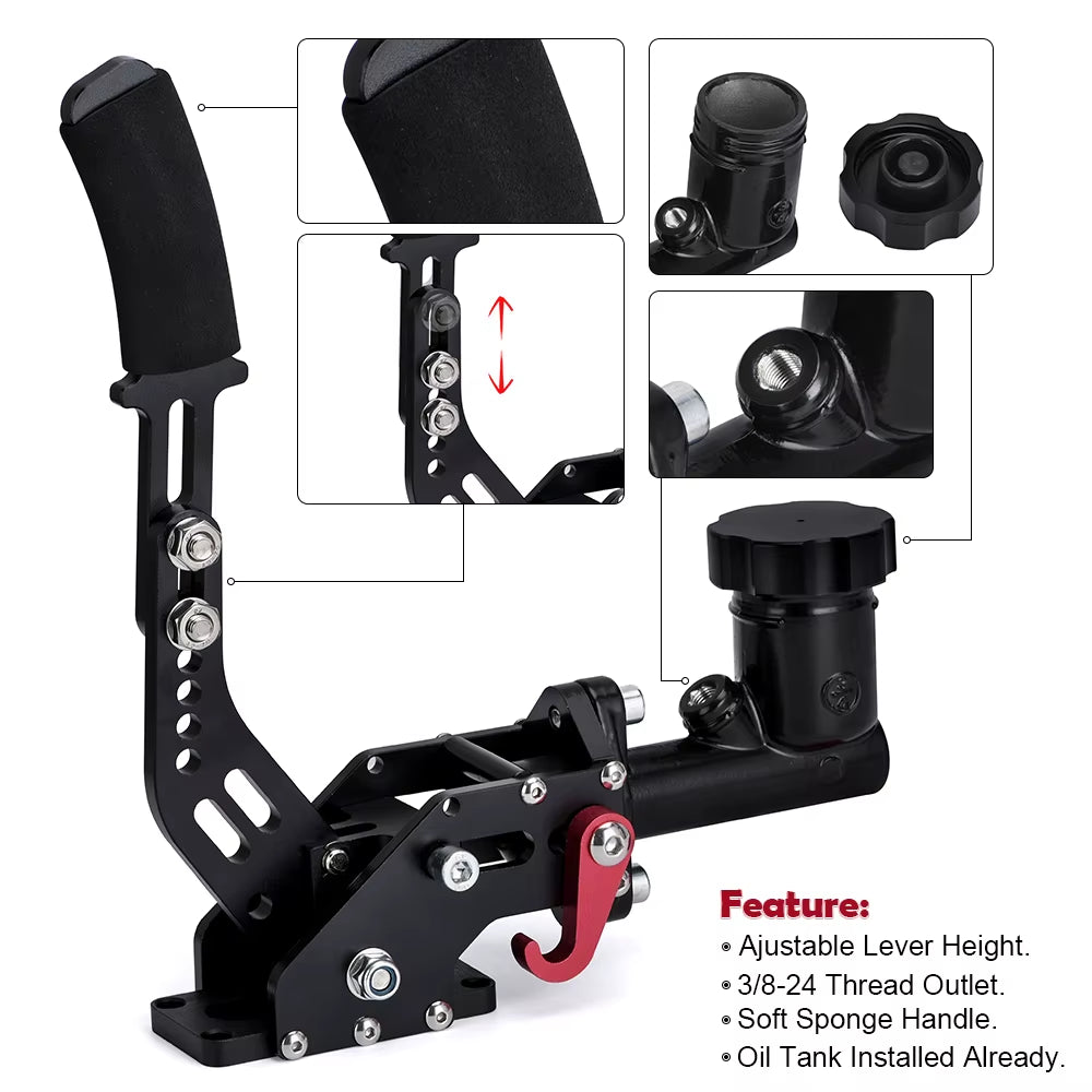 LZONE Racing Hydraulic Drift Handbrake Gear Lever with Oil Tank Hydro E-Brake Rally 0.75Bar 3/8-24 Parking Adjustable Brake