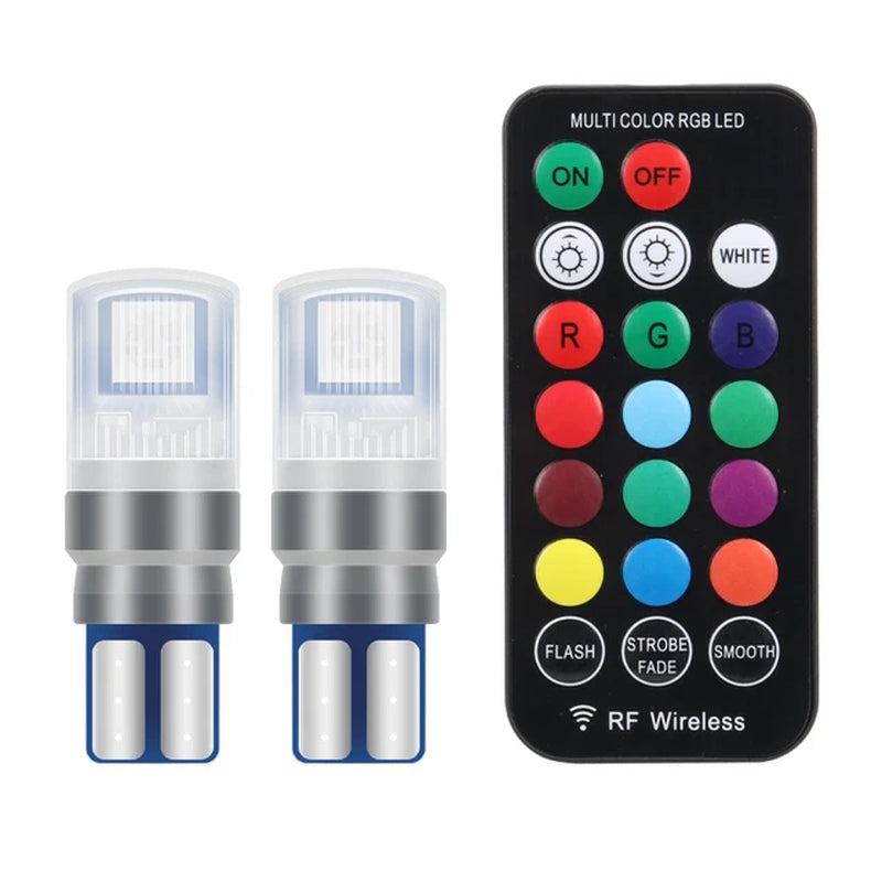 T10 RGB Led 194 168 W5W 5050 SMD with Remote Controller Canbus Car Dome Reading Light Automobiles Wedge Lamp Clearance Lights