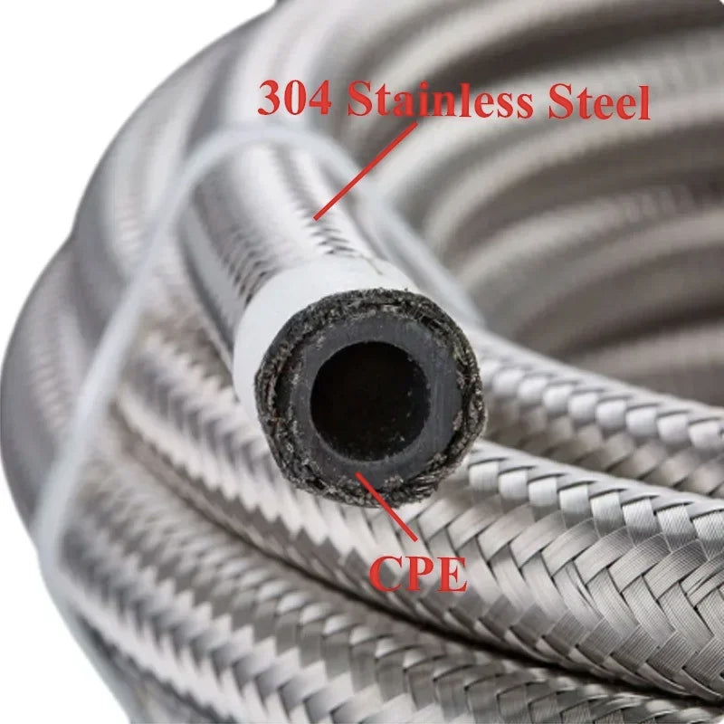 1M-6M AN4 AN6 AN8 AN10 AN12 Universal Car Fuel Hose Oil Gas Cooler Hose Line Pipe Tube Stainless Steel Braided inside CPE Rubber