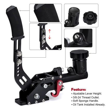 LZONE Racing Hydraulic Drift Handbrake Gear Lever with Oil Tank Hydro E-Brake Rally 0.75Bar 3/8-24 Parking Adjustable Brake