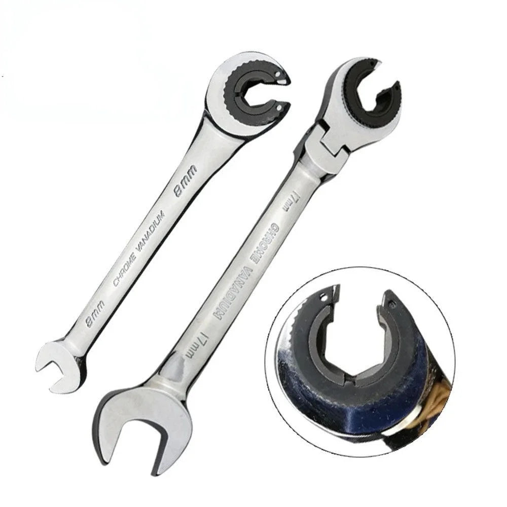 12PCS Gears Ring Wrench Tubing Ratchet Combination Wrenches Set with Open Flex-Head 8-19 MM Oil Spanners Hand Tools