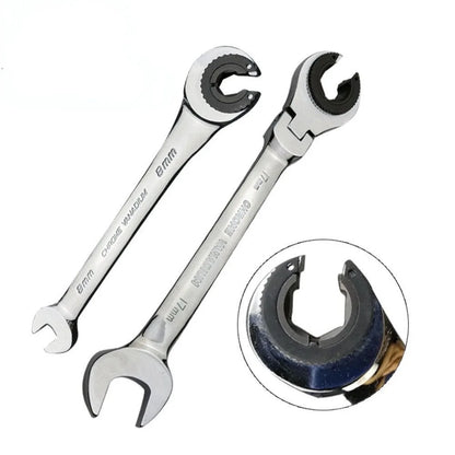 12PCS Gears Ring Wrench Tubing Ratchet Combination Wrenches Set with Open Flex-Head 8-19 MM Oil Spanners Hand Tools