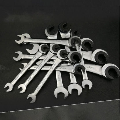 12PCS Gears Ring Wrench Tubing Ratchet Combination Wrenches Set with Open Flex-Head 8-19 MM Oil Spanners Hand Tools